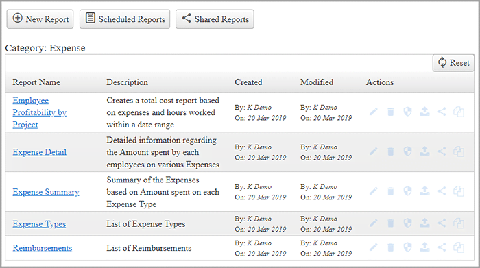 Expense reports