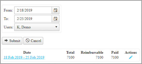 Date range for reimbursements