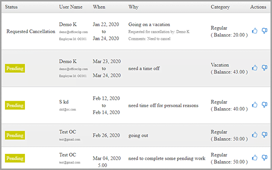 View Time offs for approvals