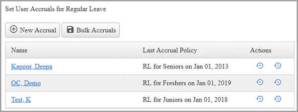 Set User accruals