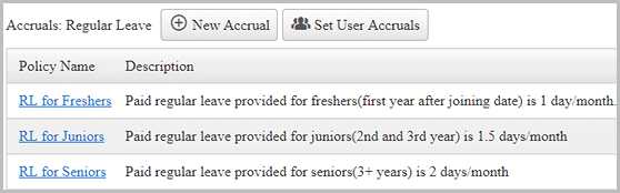 Various accrual policies