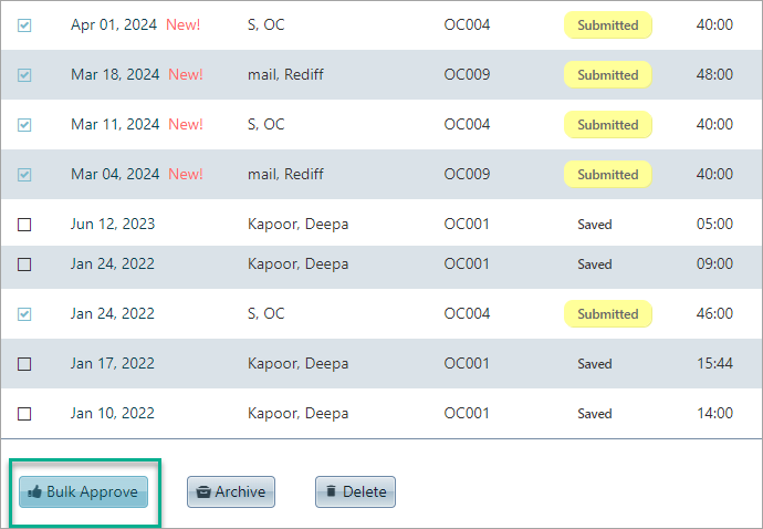 bulk approve timesheet