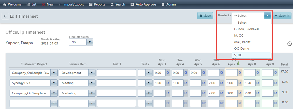 setting manual workflow for timesheet approval