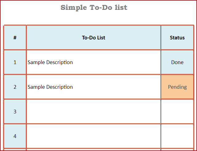 Simple To-do List printable Timesheet Template