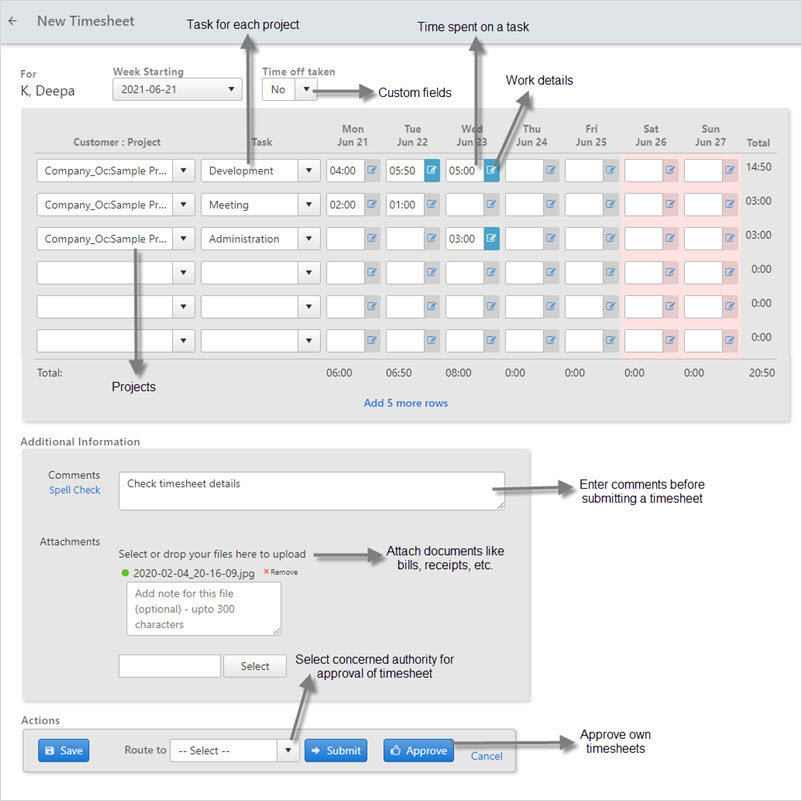 timesheet details