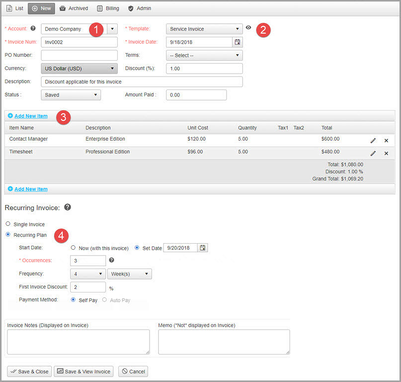 Create invoices using Invoices feature