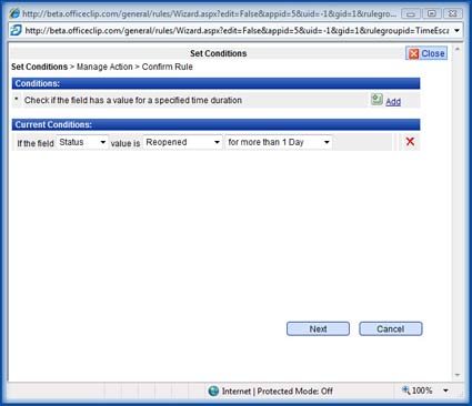 Setting up conditions for a rule