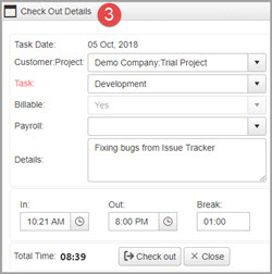 Timesheet Check Out